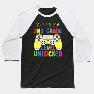 2nd Grade Level Unlocked Funny Gamer Shirt Back To School Video Gamer Baseball T-Shirt